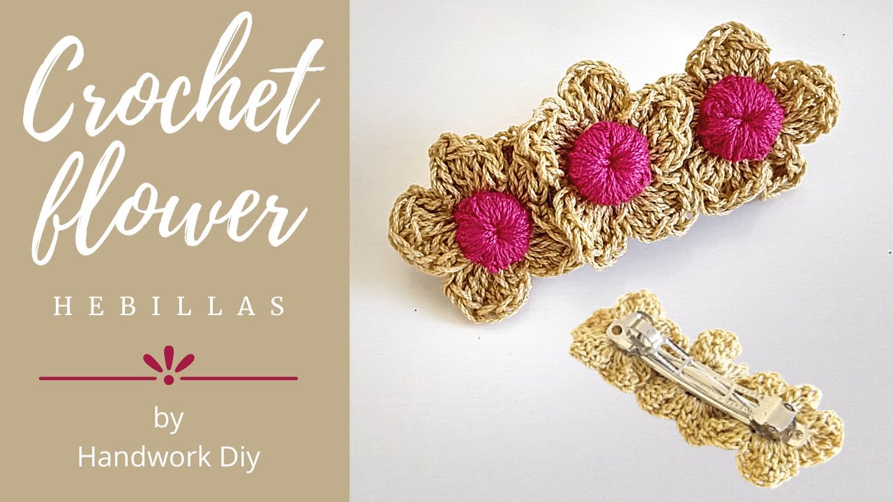 Cómo tejer flores a crochet | Hebillas con crochet para el cabello