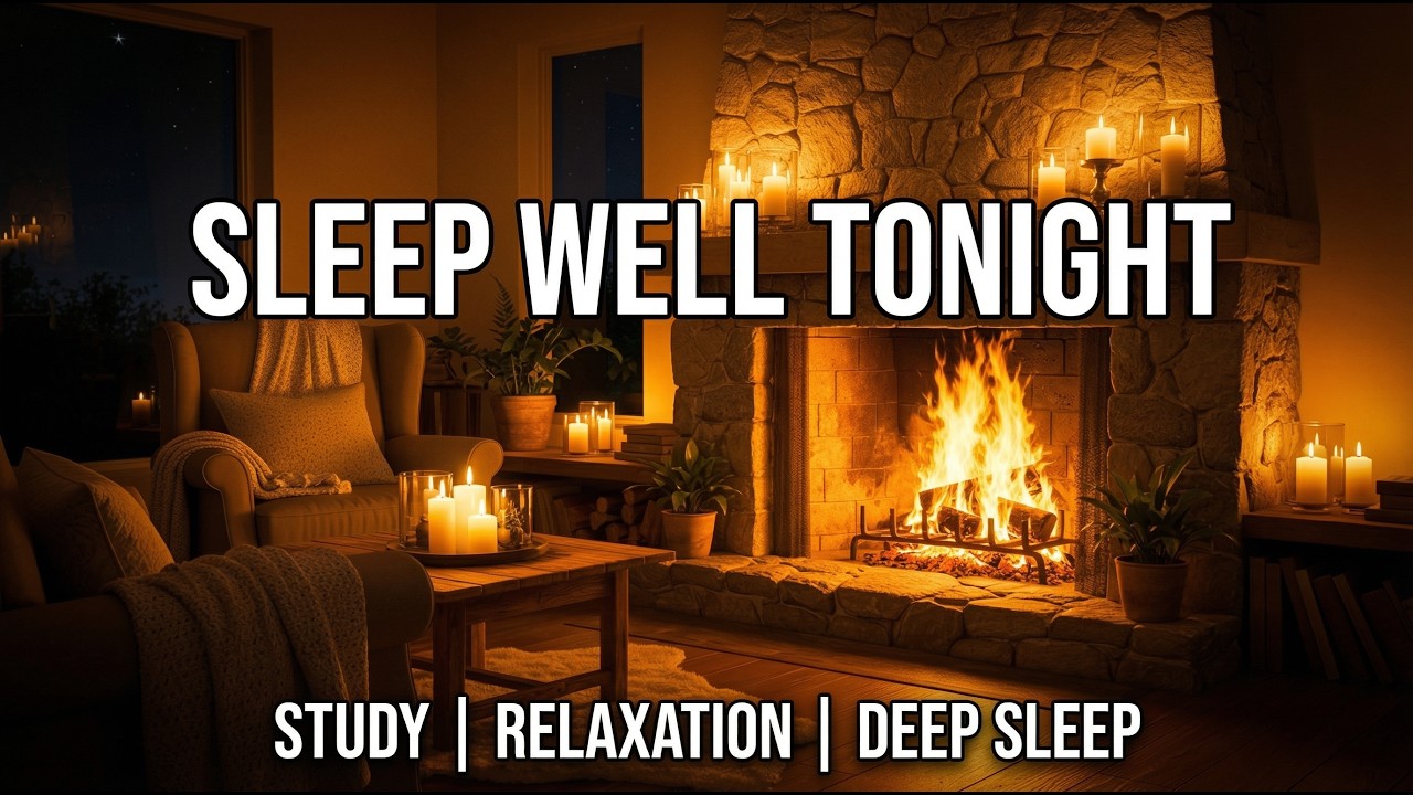 Cozy Fireplace & Candlelight Ambience | Crackling Fire for Sleep (Black Screen)