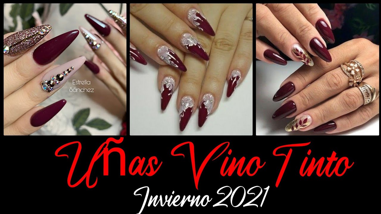 UÑAS VINO ❤️2021|TENDENCIA UÑAS 2021|UÑAS COLOR VINO| uñas fin de año