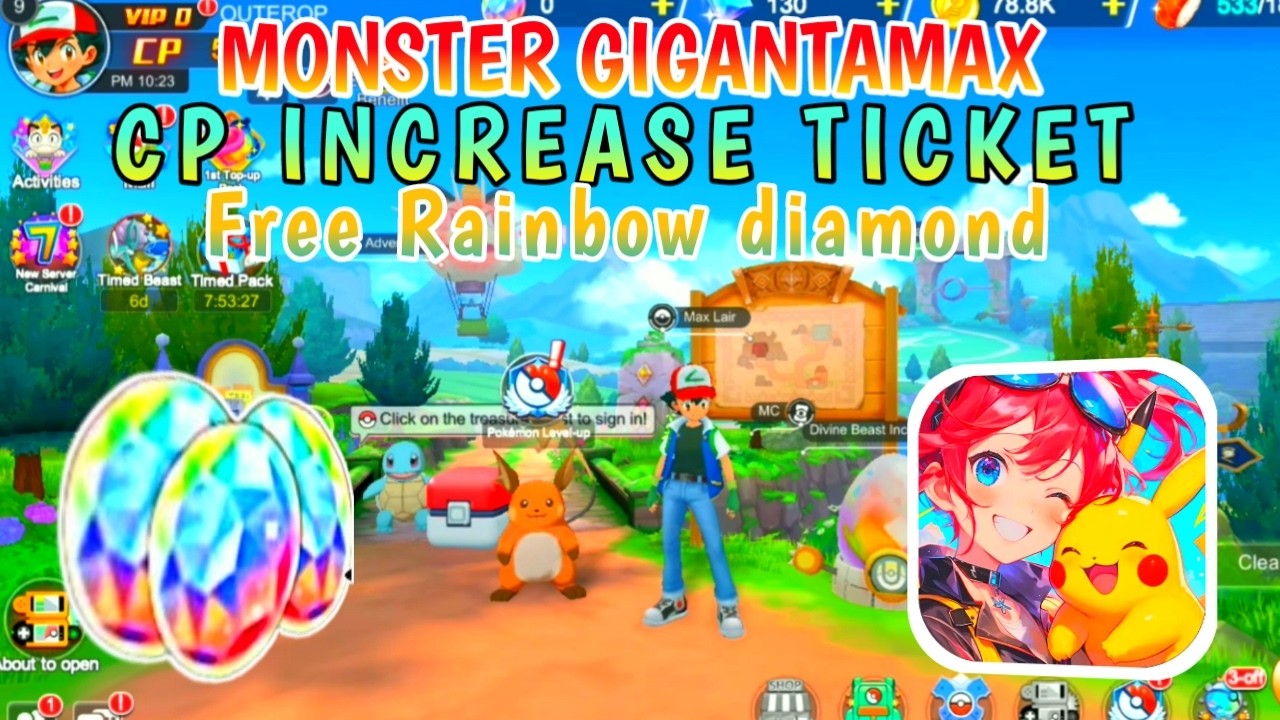 MONSTER GIGANTAMAX CP INCREASE TIPS | Free Rambo diamond Trick | Pokevers World| Monster Gigantamax