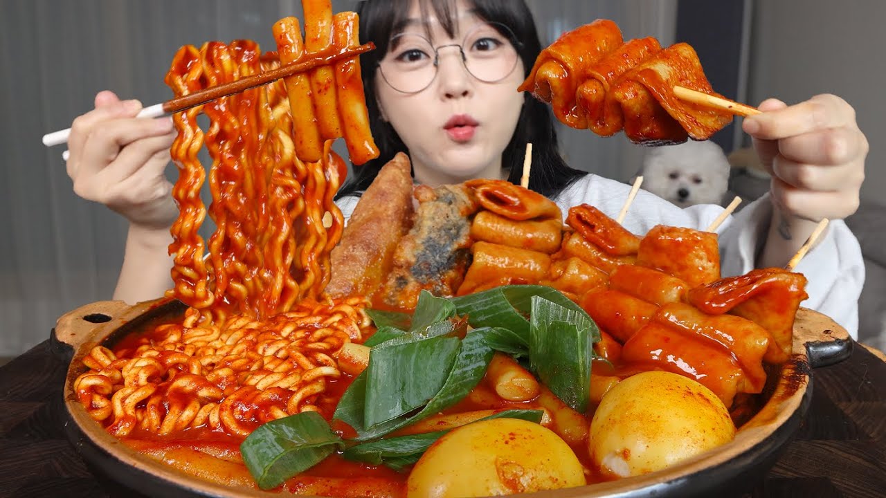 Острые токпокки с аллюлозой🔥Mukbang ASMR