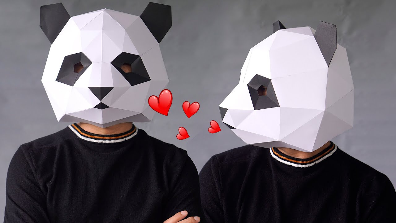 How to make Panda mask | Low poly panda mask | Papercraft mask template and animal mask by 3dfancy