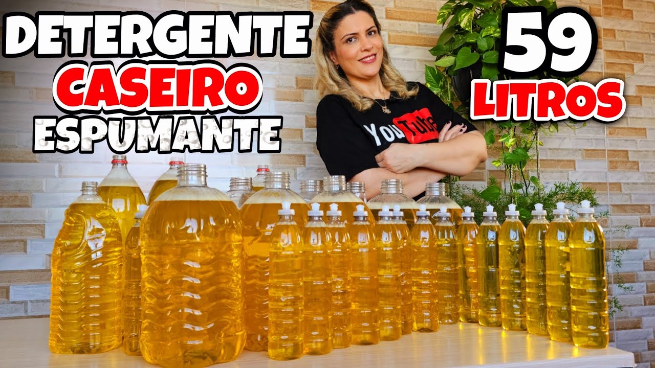 COMO FAÇO MEU DETERGENTE CASEIRO QUE FAZ BASTANTE ESPUMA- FIZ MAIS DE 50 LITROS - VENDA CERTA 😍😱