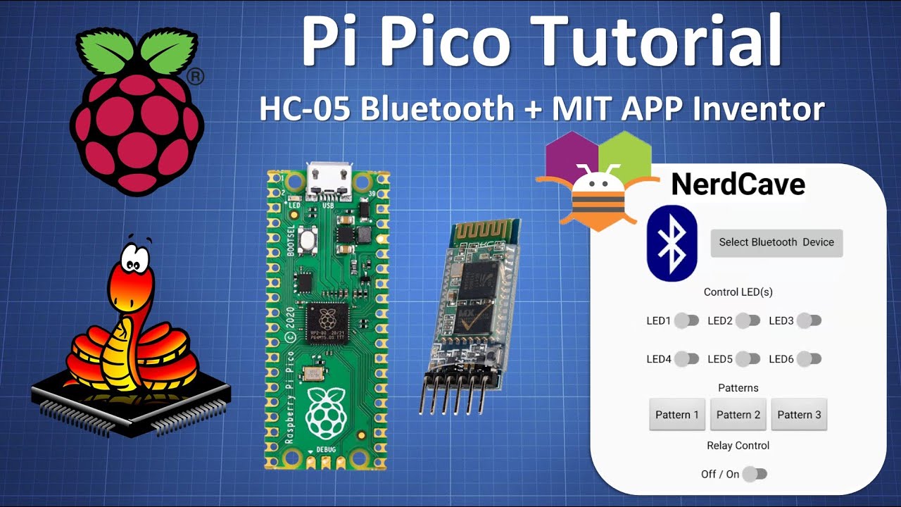 Raspberry Pi Pico Tutorial - HC-05 Bluetooth module + MIT App Inventor
