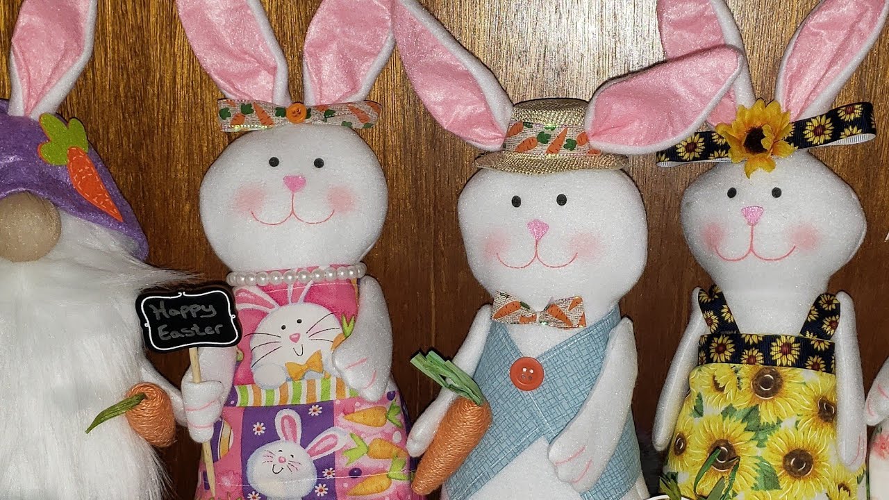 dollar tree bunnies and easter sign