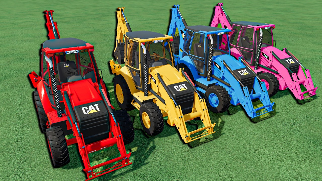 TRANSPORT OF COLORS - SLIDE vs +400 KMH CAT BACKHOE LOADERS - FS22