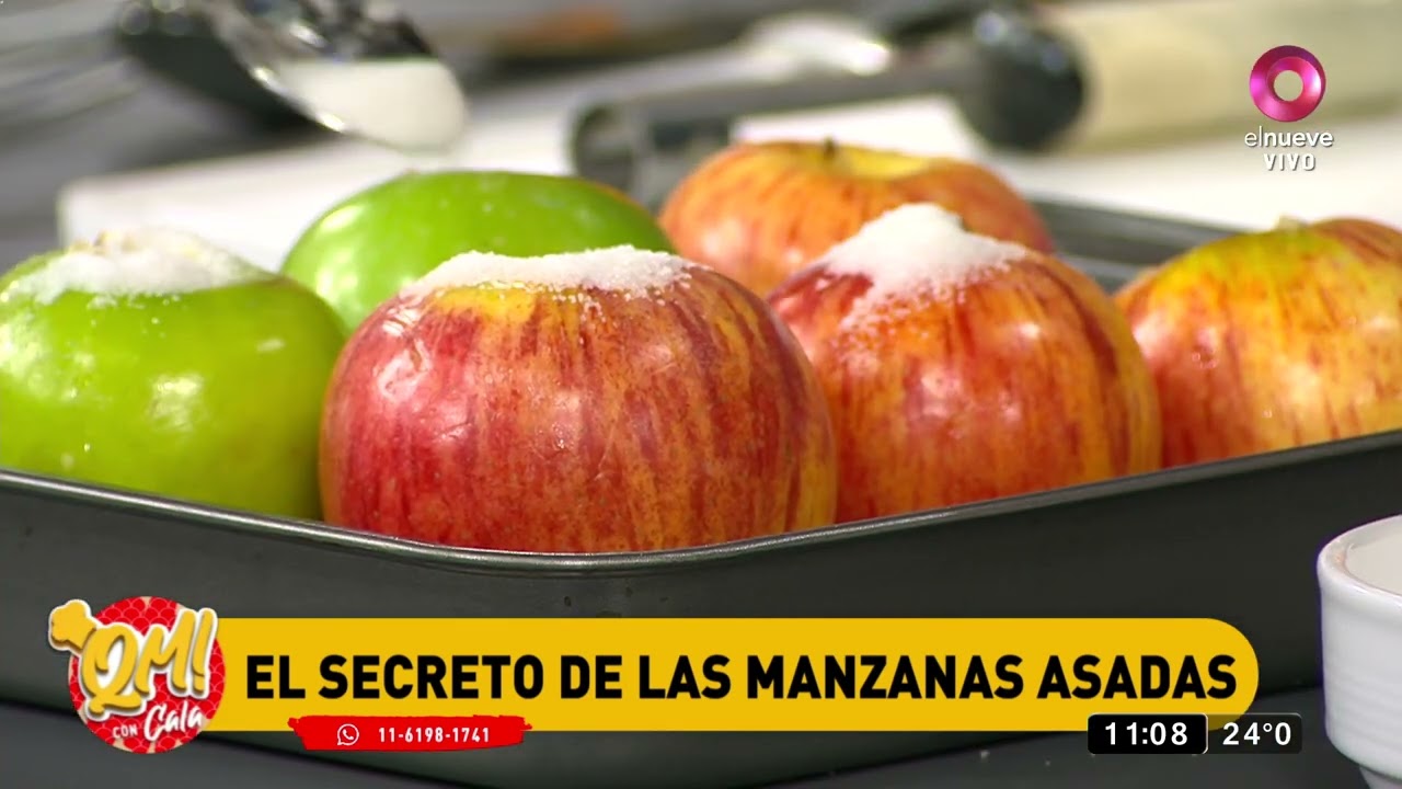 Manzanas asadas con frutos secos y salsa inglesa