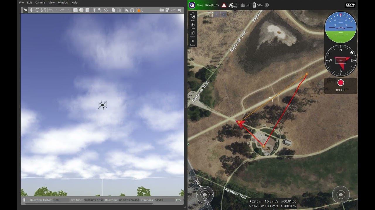 PX4 SITL Omnicopter flying mission mode