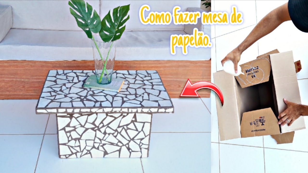 DIY COMO REUTILIZAR CAIXAS DE PAPELÃO PARA FAZER UMA MESA DE CENTRO | COMO FAZER UMA MESA DE PAPELÃO