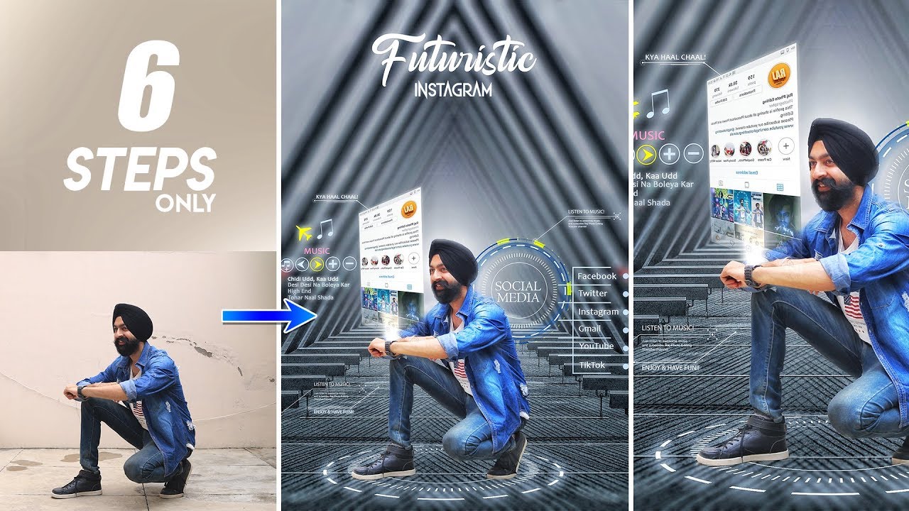 Futuristic Instagram Viral Editing | Photo Editing Tutorial in Mobile | Hindi