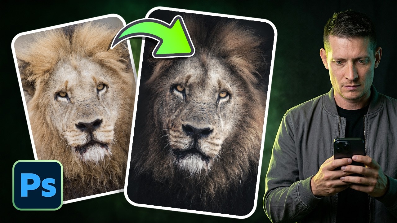 Cinematic Lion Fine Art | Advanced Photoshop Progress Video
