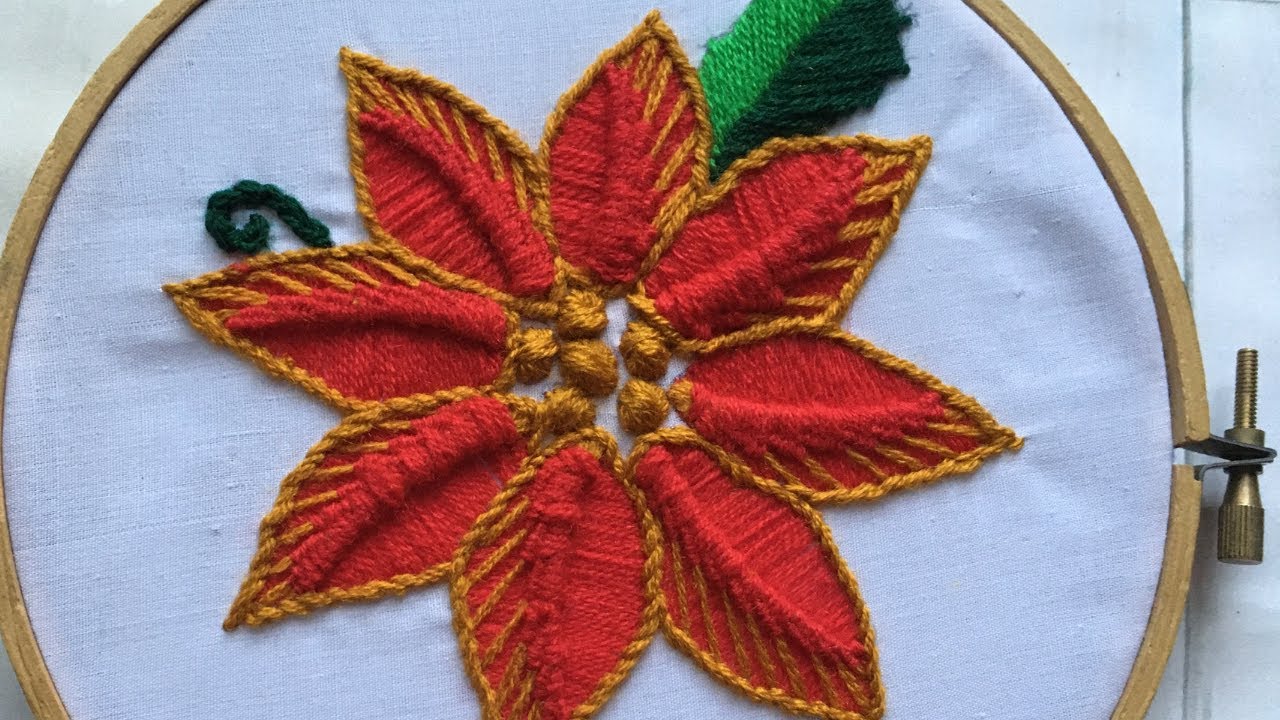 Bordados Navideños | COMO BORDAR NOCHEBUENAS | HAND EMBROIDERY