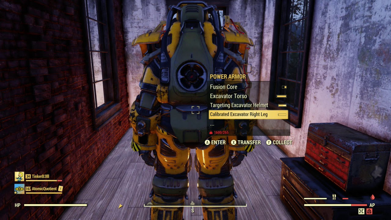 Fallout 76 - Adding Calibrated Shocks on Escavator legs using Calibrated Shocks Plan