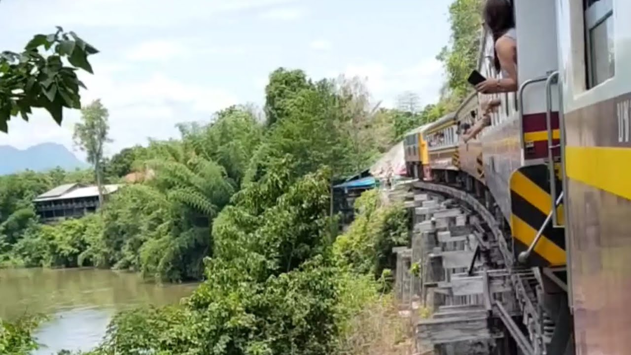Death Railway Train River Kwai Kanchanaburi Khwae Bridge クワイ河 รถไฟ สะพานข้ามแม่น้ำแคว Thai HD Video