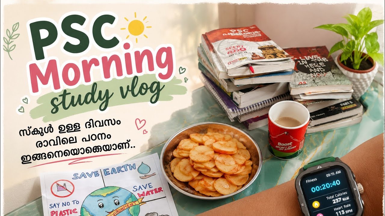 രാവിലെ തിരക്ക് പിടിച്ചുള്ള പഠനം|Morning study vlog psc|Psc study vlog|Study vlog malayalam|PSC vlogs
