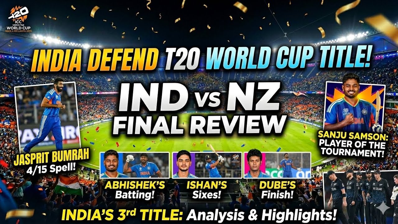 India Create History! 🏆 IND vs NZ Final Review | Samson, Bumrah & India’s 3rd T20 World Cup