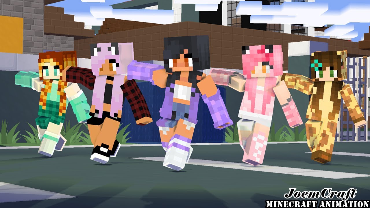 APHMAU DANCE CREW | KIM,  MICHI, KC| CHICKEN WINGS MEME | SHUFFLE DANCE - Minecraft Animation