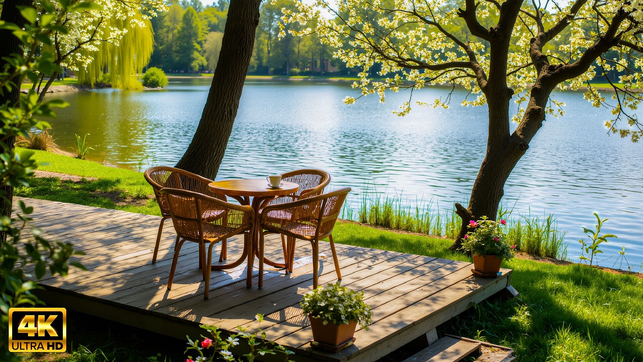 Тихое кафе Lakeview 🌿 Спокойная фортепианная музыка и нежные звуки воды для сосредоточения