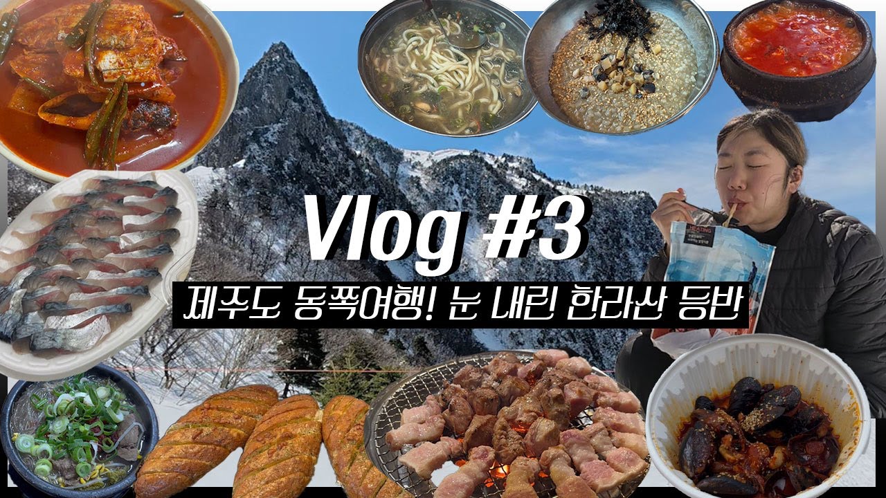 VLOG)겨울 제주도 3박4일  동쪽여행 우도 성산일출봉 한라산 등반을 곁들인 먹방여행 | 은희네해장국 마농바게트 고등어회 맛나식당 갈치조림 흑돼지 돌문어볶음 보말칼국수 신해바라기
