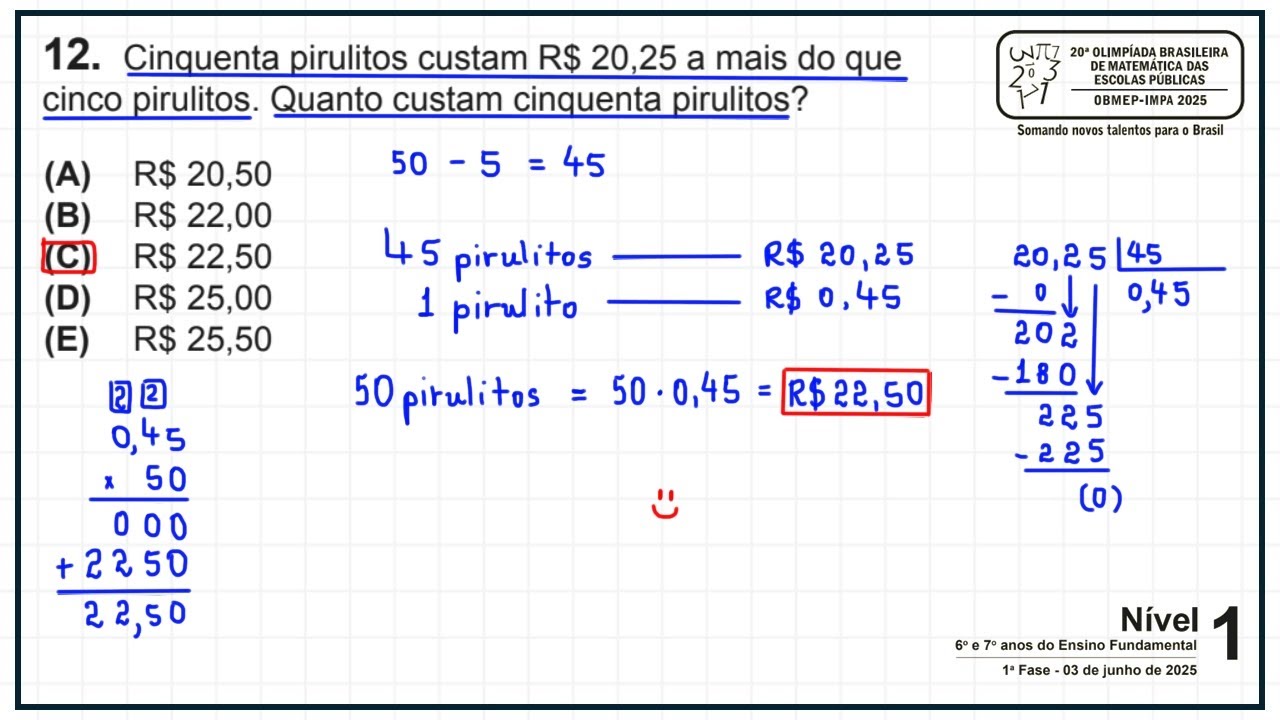 OBMEP 2025 - NÍVEL 1 - 1ª FASE - QUESTÃO 12