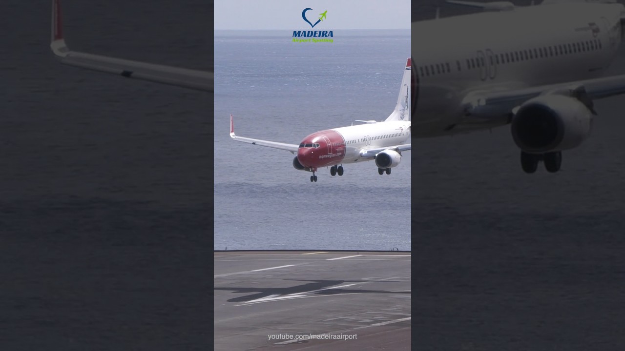 Strong Wind Landing Norwegian Boeing 737 at Madeira Airport