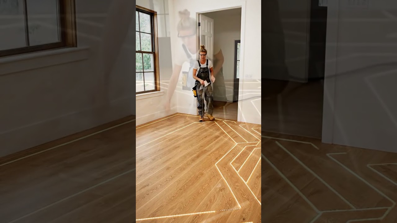 “Room Transformation! Wood + Light + Epoxy Floor ✨ Mirror Shine 🔥”