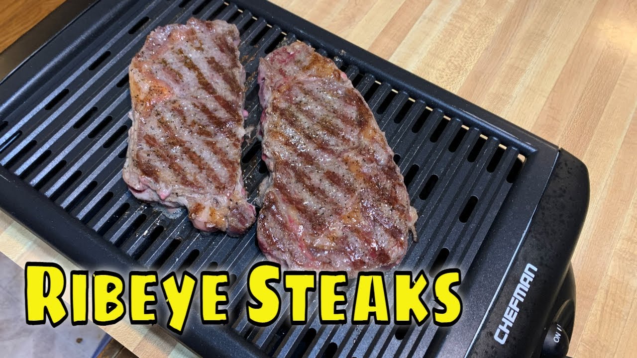 Ribeye Steaks on the Chefman Electric Smokeless Indoor Grill