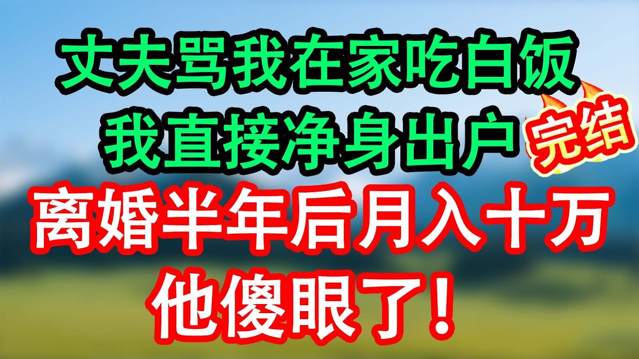 丈夫罵我在家吃白飯，我平靜離婚，丈夫輕蔑：離婚你都養活不了自己。半年後我月入十萬，他求復婚也晚了！#情感故事#小说#情感故事#家庭故事