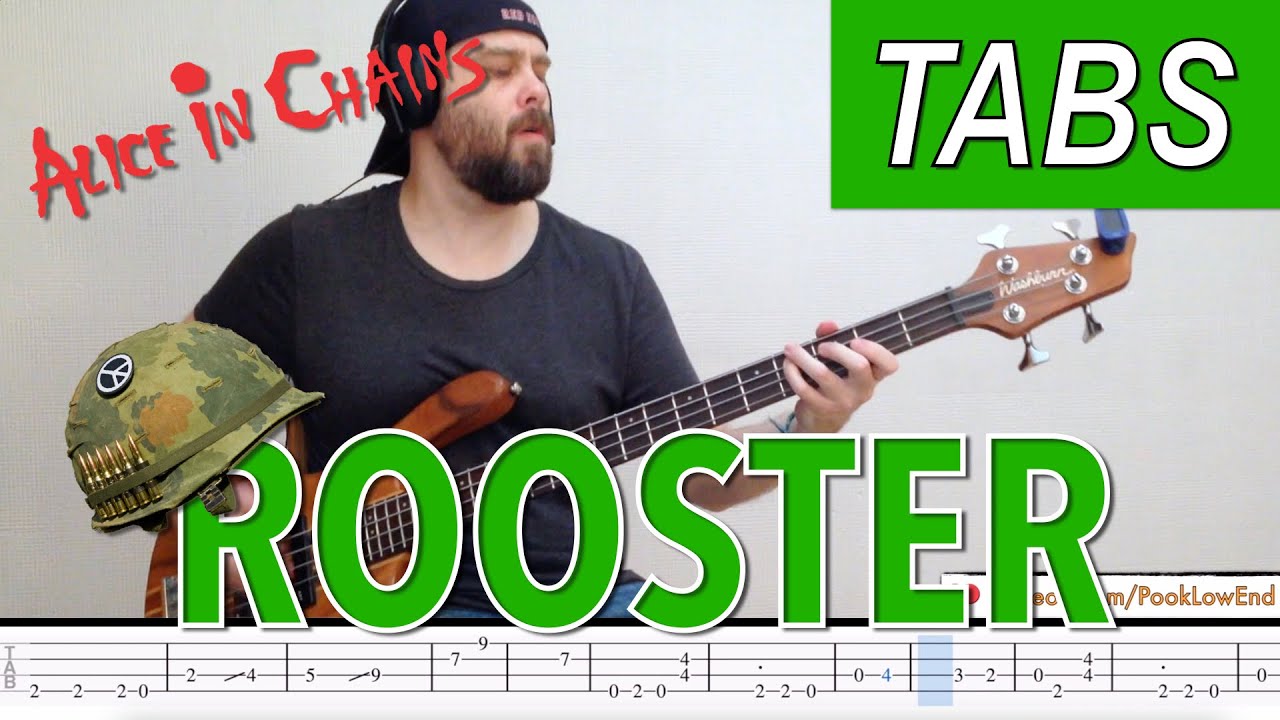 Alice in Chains – Rooster | Bass Cover + Tabs On Screen | PookLowEnd