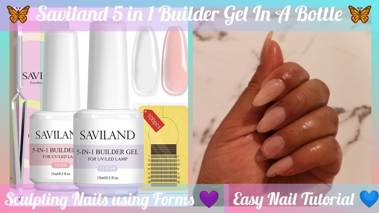 Saviland 5 in 1 Builder Gel In A Bottle Kit Clear & Nude | Unboxing & Review | Using Sculpting Forms