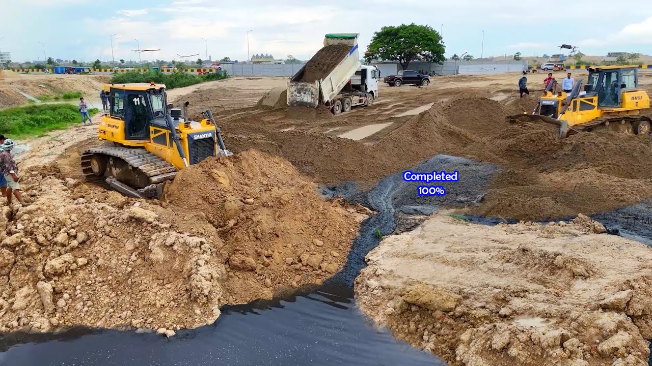 Ultimately Successfully 100% Completed Land Corner Using Sand By Skills Operating Of 2 Dozer Shatui