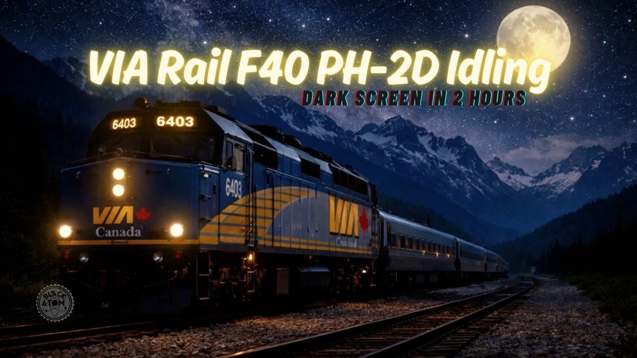 VIA Rail Canada F40PH-2D Idling Sound for Sleep 🚆 Deep Diesel Engine Ambience | Train White Noise
