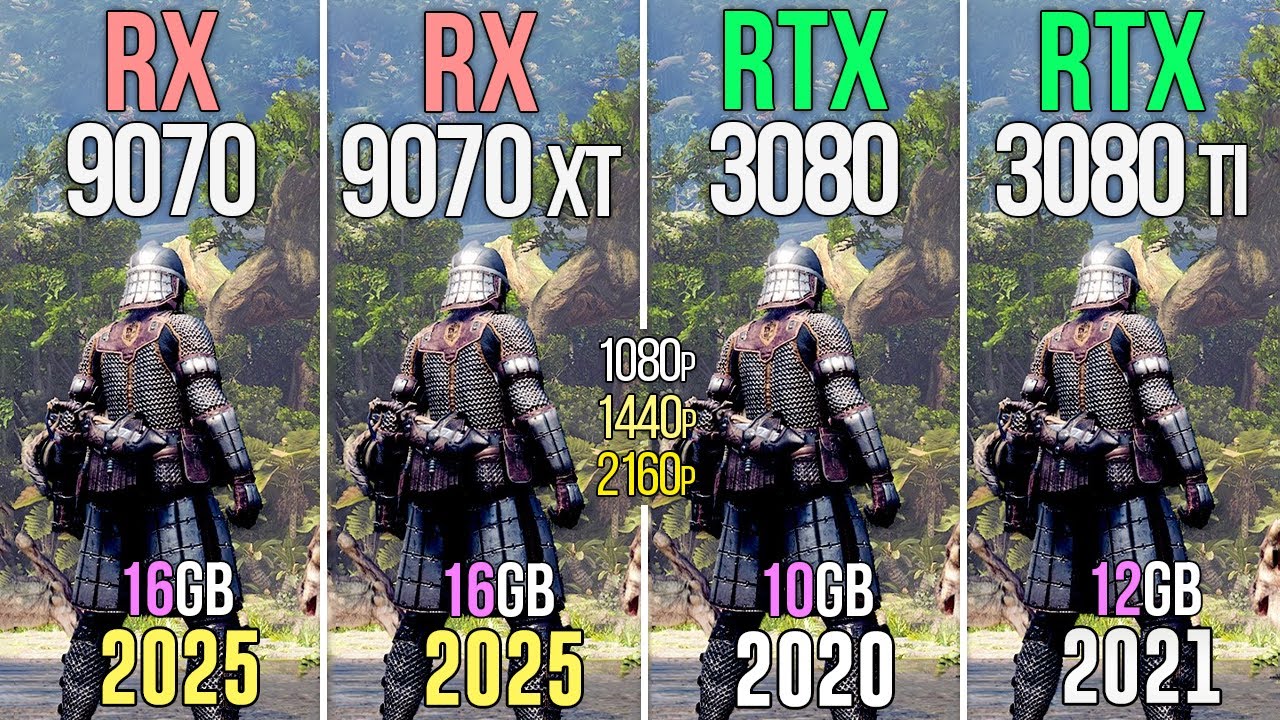 RX 9070 vs RX 9070 XT vs RTX 3080 vs RTX 3080 TI - Test in 18 Games