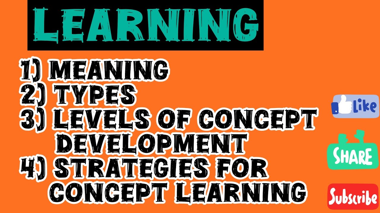 Learning-Meaning,Types,Levels of Concept Development & Strategies for Concept Learning/B.Ed