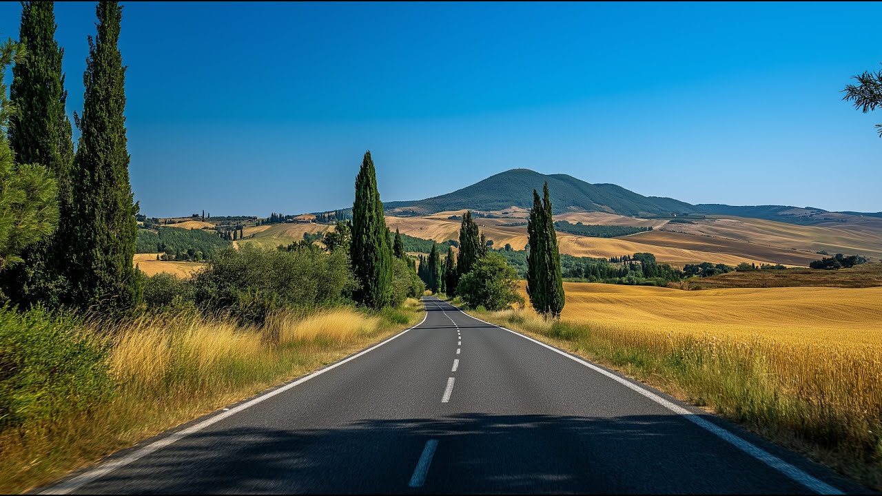 Italian Road Trip Jazz 🇮🇹 | Scenic Tuscany Drive & Mediterranean Vibes