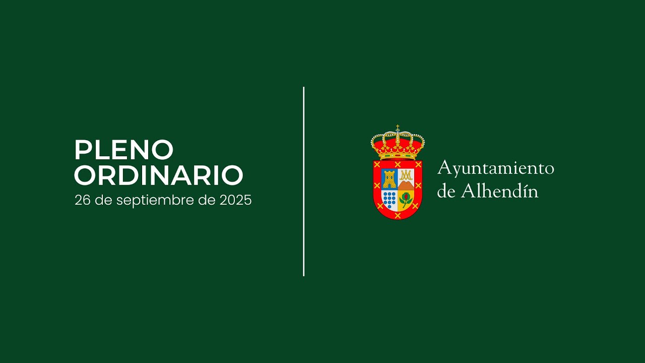 Pleno Municipal | Viernes, 26 de septiembre de 2025 | Fiestas Locales 2026 y Ordenanza de Vados