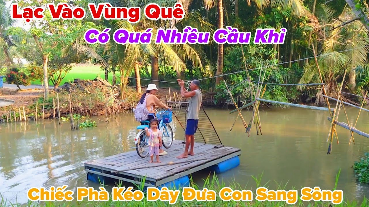 Lạc Vào Vùng Quê Có Nhiều Cây Cầu Khỉ Có Chiếc Phà Kéo Dây Đưa Con Đi Học Hàng Ngày 