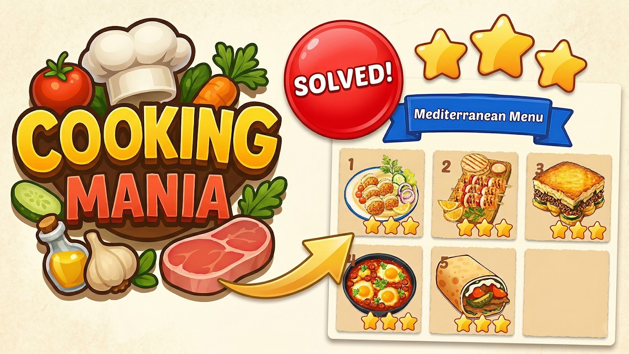 Cooking Mania Levels 1-5 | Mediterranean Menu | Every Puzzle Solved! 🎯