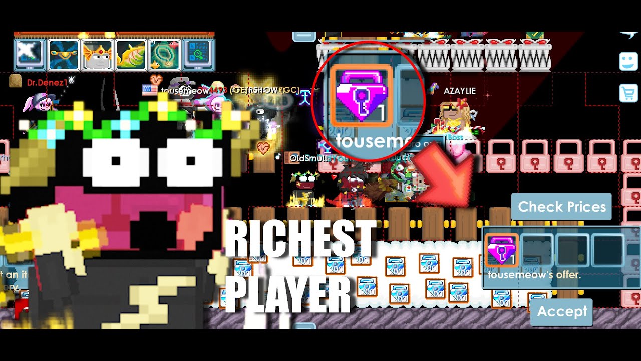 Growtopia | Richest Player ?! (6.4k bgls) A new 100 bgl lock soon?