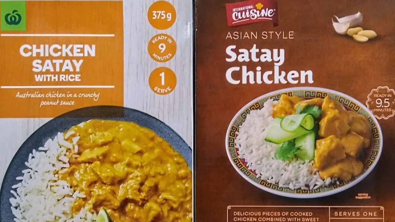 Satay chicken Taste Test and Reviews Woolworths Vs Aldi Frozen meals #foodie #reviews #cooking