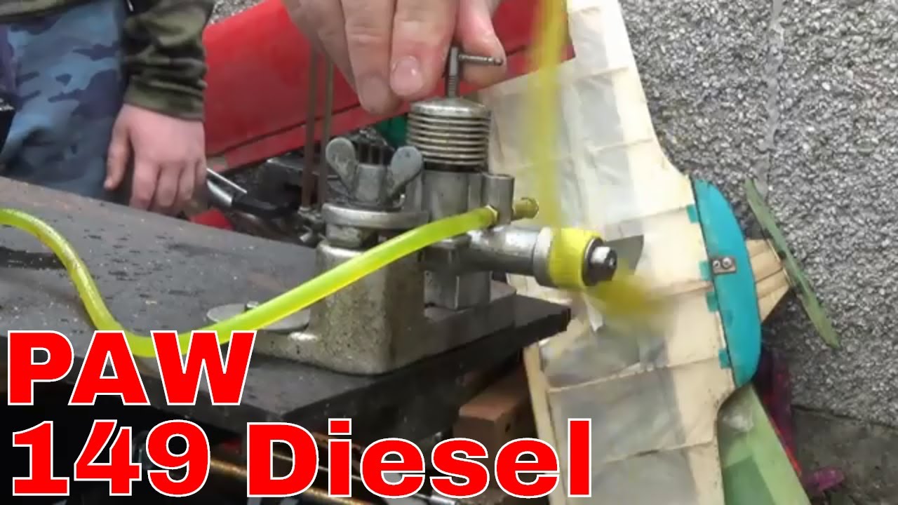 PAW Progress Aeroworks 1.49cc Diesel Engine Run up after storage