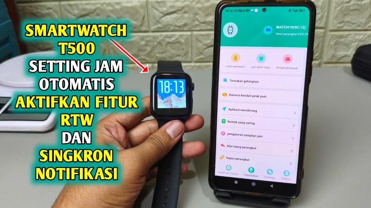 cara setting jam smartwatch + cara mengatur jam smartwatch T500