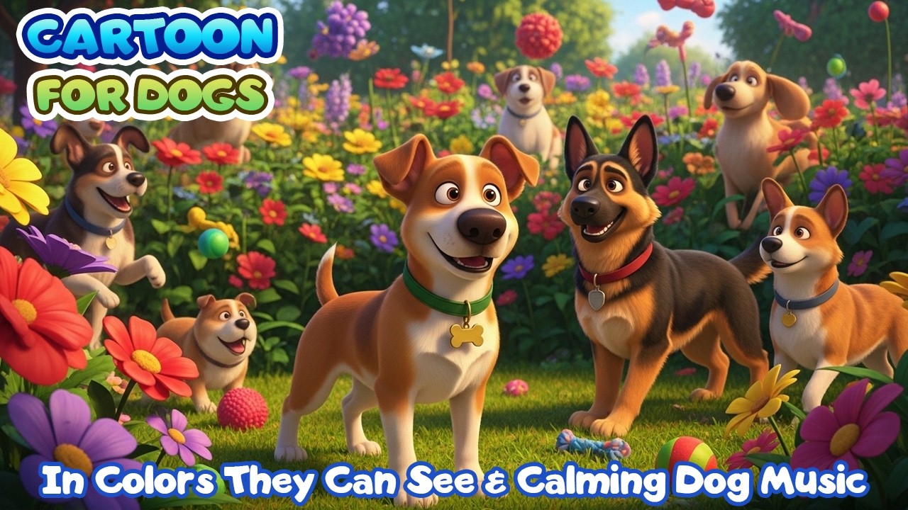 DOG CARTOON - Ultimate Entertainment Videos for Dogs to Watch, in Colors They Can See | NO ADS