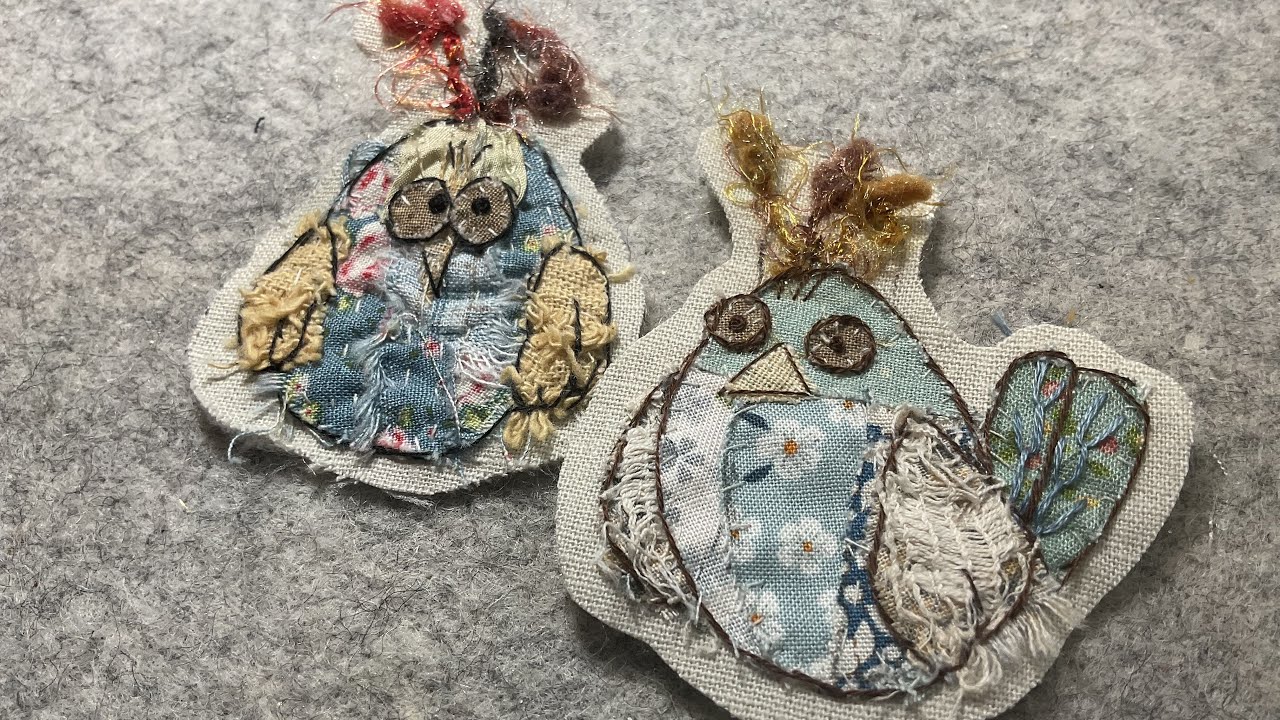 Quirky birds #fabriccollage  #handstitched