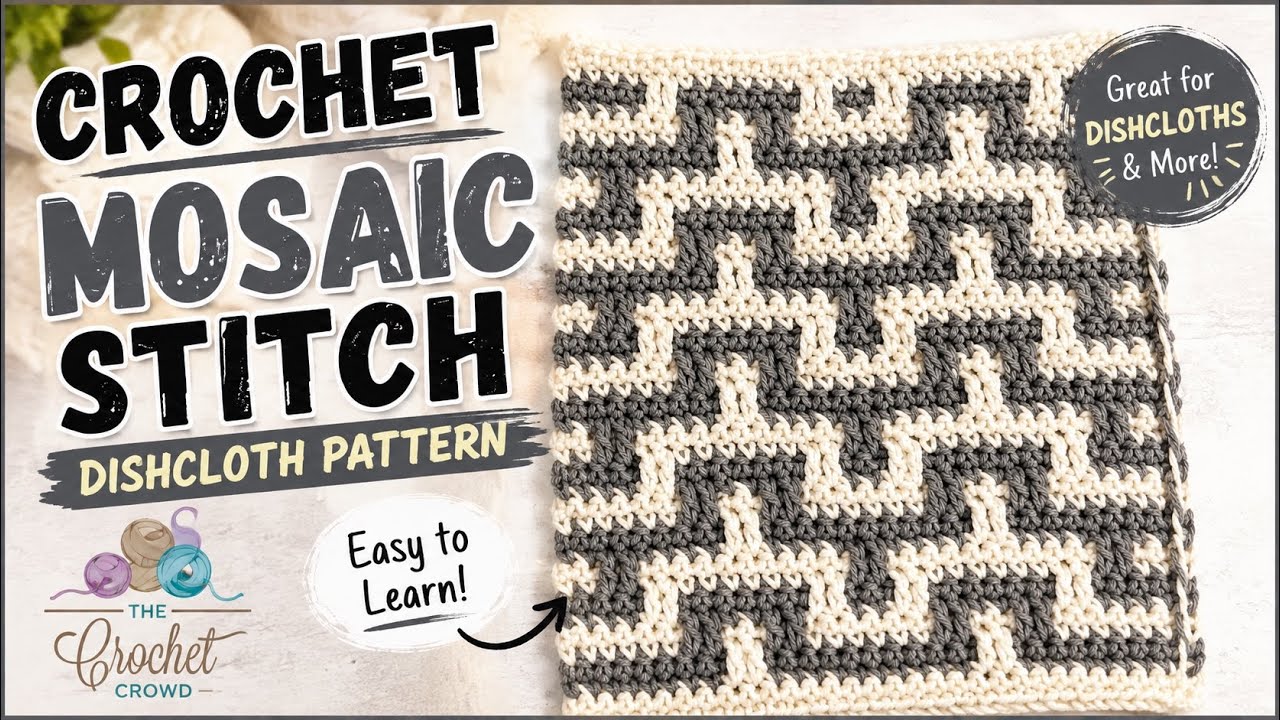 Crochet Mosaic Stitch Dishcloth Pattern