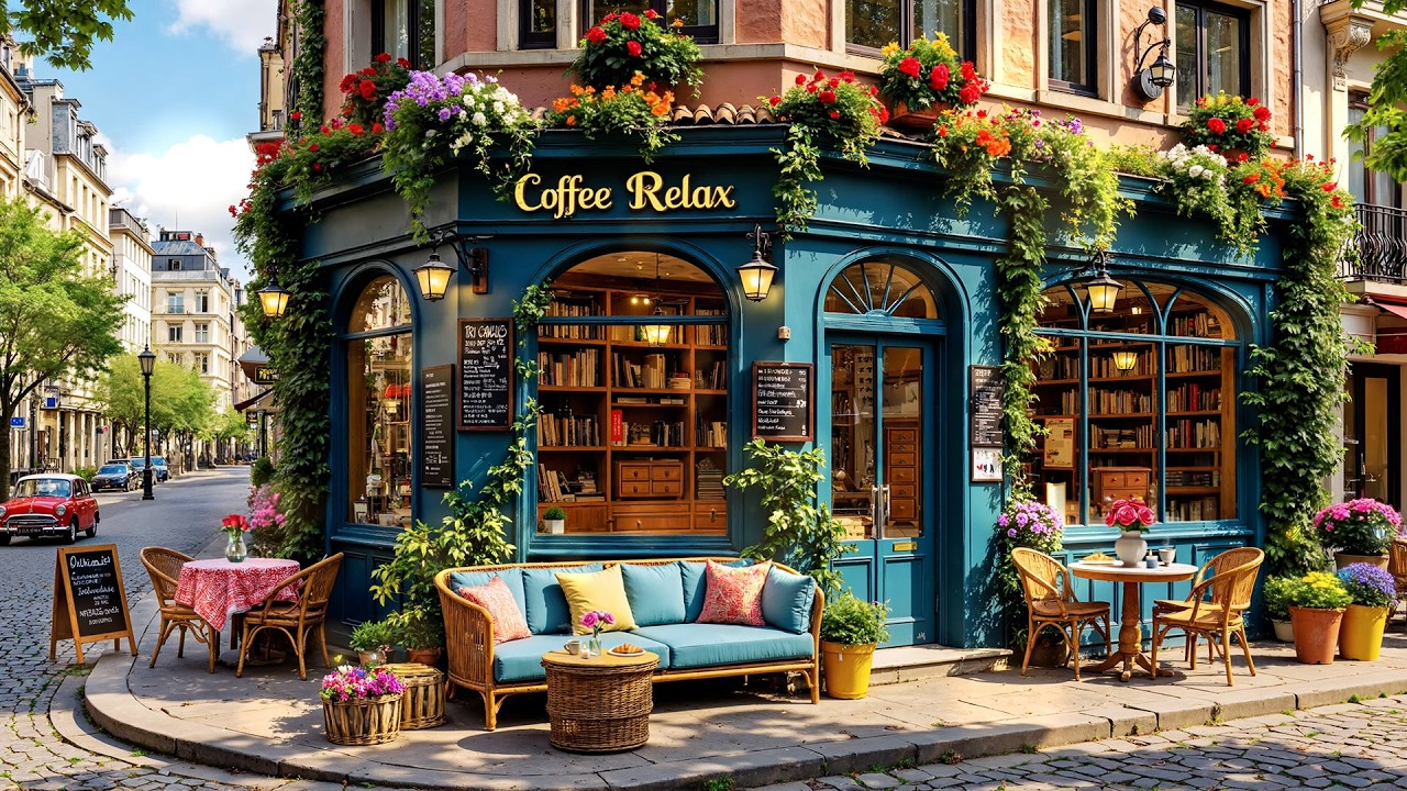 Soft Jazz Cafe Music 💤🍃 Street Coffee Shop Ambience ~ Morning Jazz for Work, Study and Deep Focus💐