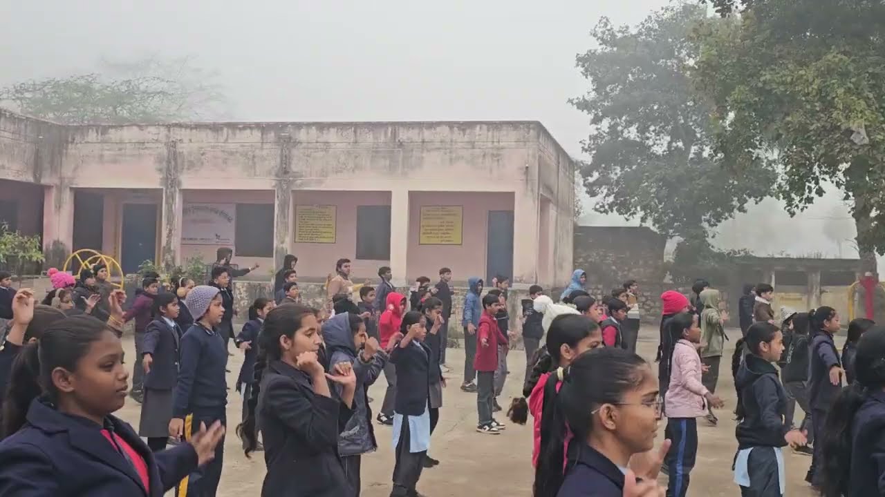 Morning assembly in winter Mahatma Gandhi government school balchand pada Bundi pt