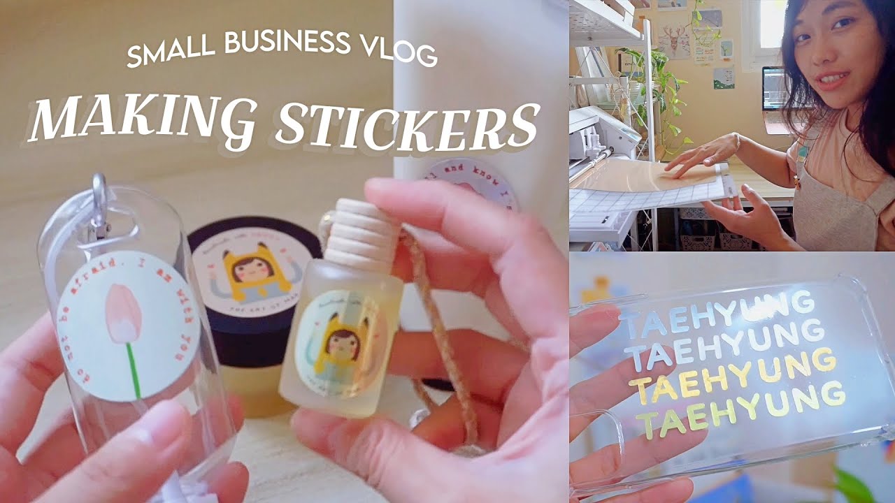 How to make stickers at home for packaging ✨ shiny stickers | sticker business studio vlog