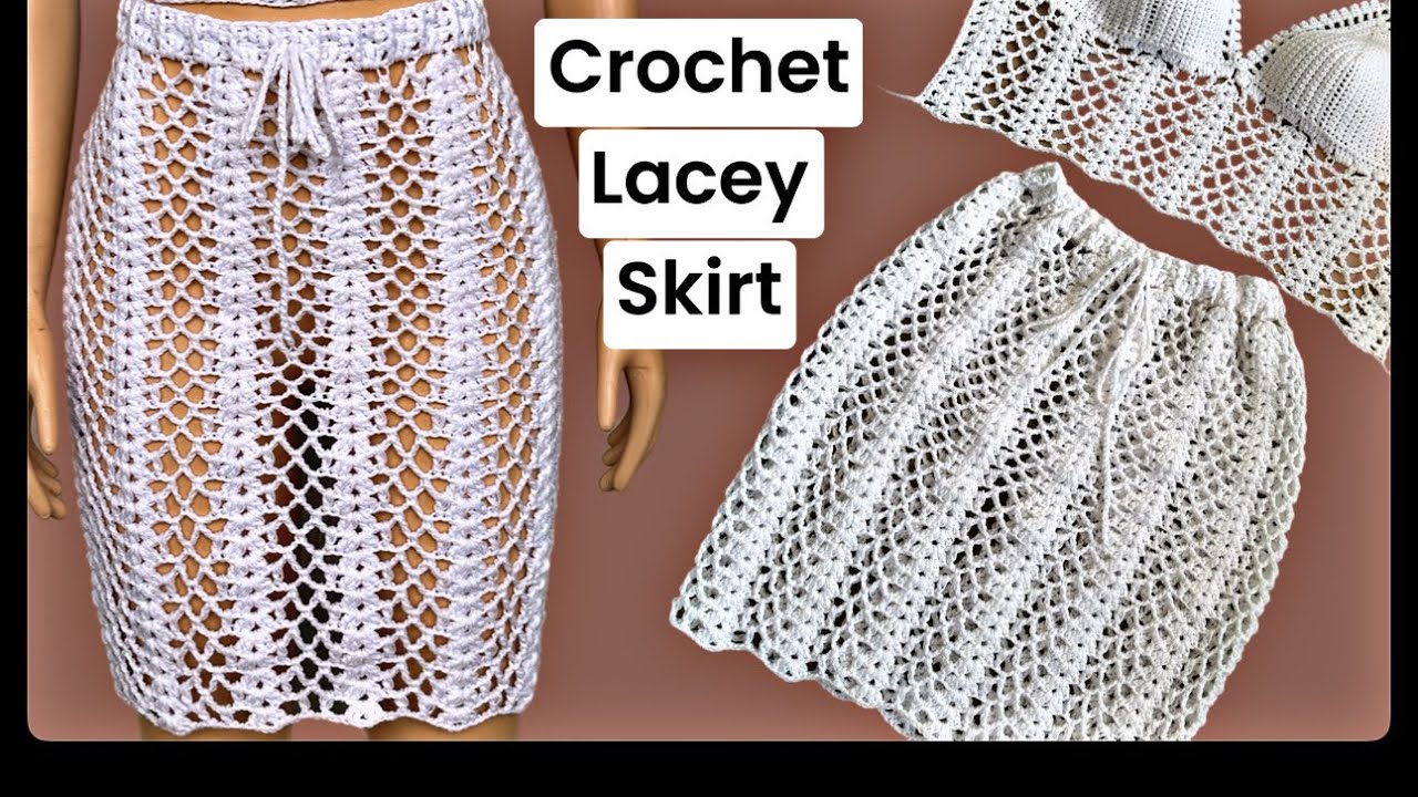 Crochet lace stitch skirt | crochet mesh cover up skirt