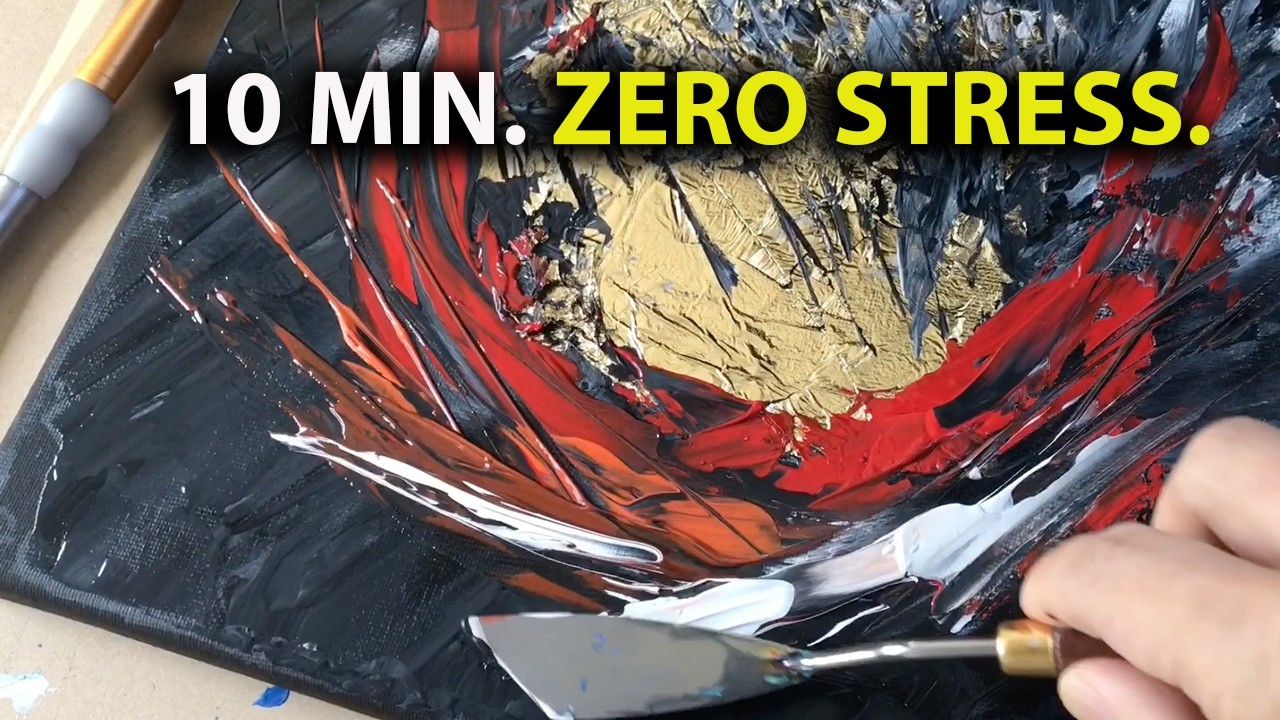 Easy ABSTRACT Painting With GOLD LEAF for Beginners
